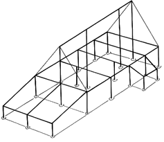 Schematische reconstructie van het IJzergebouw langs de Diepestraat te Rosmeer