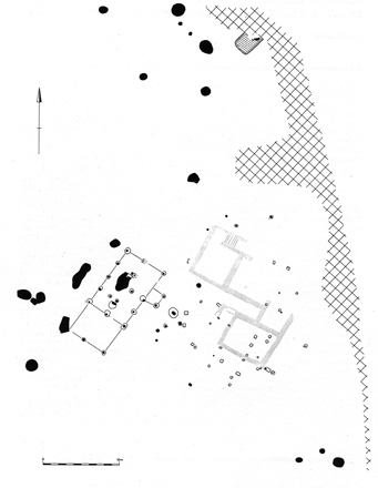 Overzichtsplan van het gebouw uit de IJzertijd Diepestraat te Rosmeer